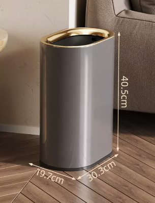 Hot selling light luxury stainless steel lidless trash can (gun gray plain) (size: 13L-30.3*19.7*40.5CM)