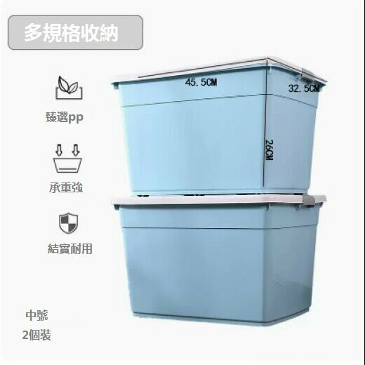 熱賣衣服雜物收納箱（中號藍色2件套(無輪））
