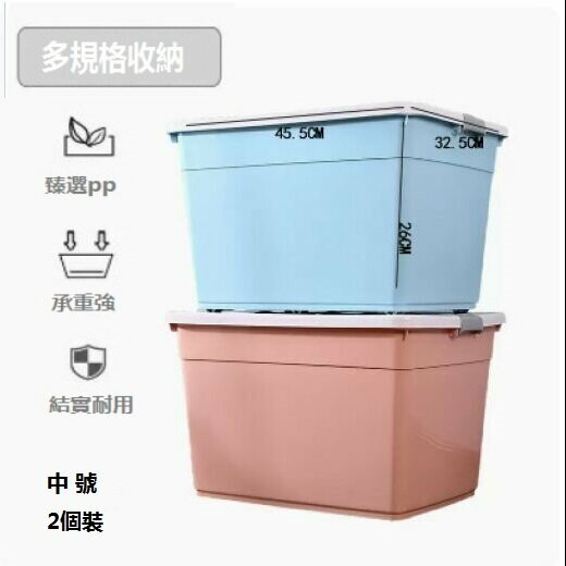 熱賣衣服雜物收納箱（中號藍+粉2件套(無輪））