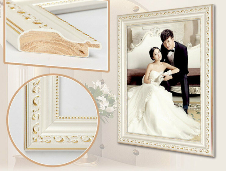 Popular solid wood wedding photo frame hanging on the wall (pearl hot stamping 40 inches [76*102] cm [wood frame])