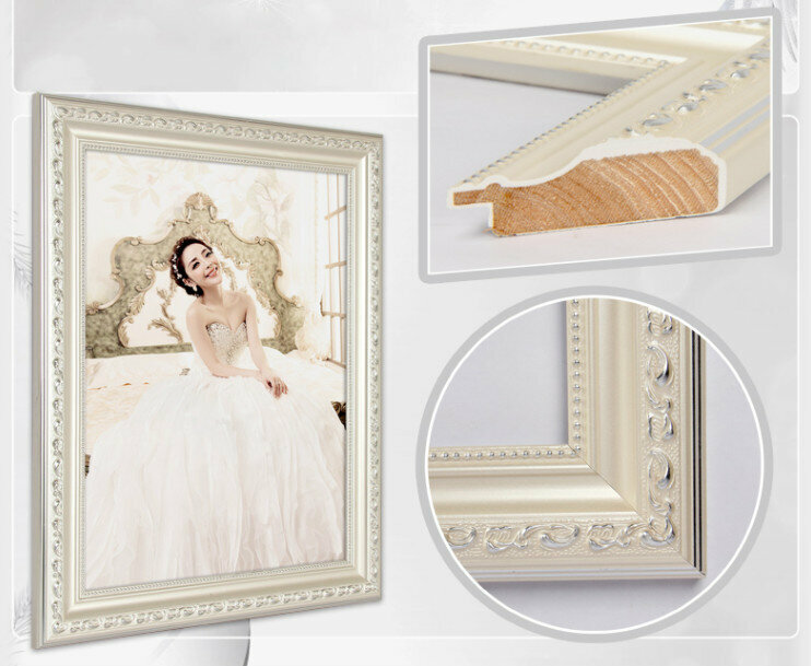 Popular solid wood wedding photo frame hanging on the wall (pearl hot silver 32 inches [61*81.3]cm)