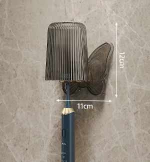 爆款免打孔壁掛式牙杯牙刷置物架(蝴蝶 黑色)(尺寸:12*11CM)