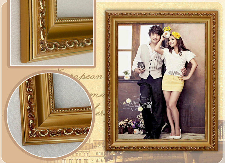 Popular solid wood wedding photo frame wall hanging (gold 18 inches [30.5*45.5] cm)