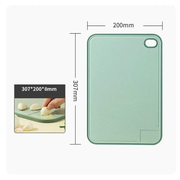 Popular antibacterial and mildew-proof chopping board plastic straw double-sided baby food board ([antibacterial] green small 308*206*8mm)