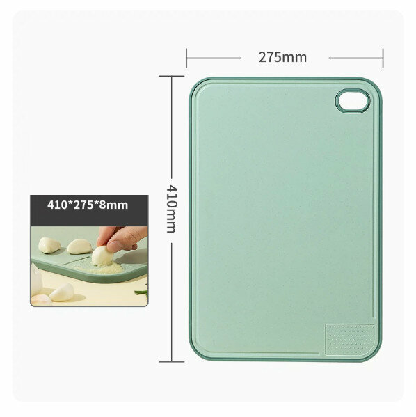 Popular antibacterial and mildew-proof chopping board plastic straw double-sided baby food board ([antibacterial] green large 410*275*8mm)