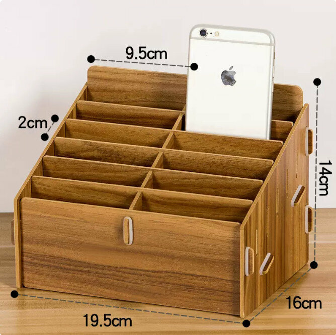 Popular desktop storage box (12 compartments walnut color)