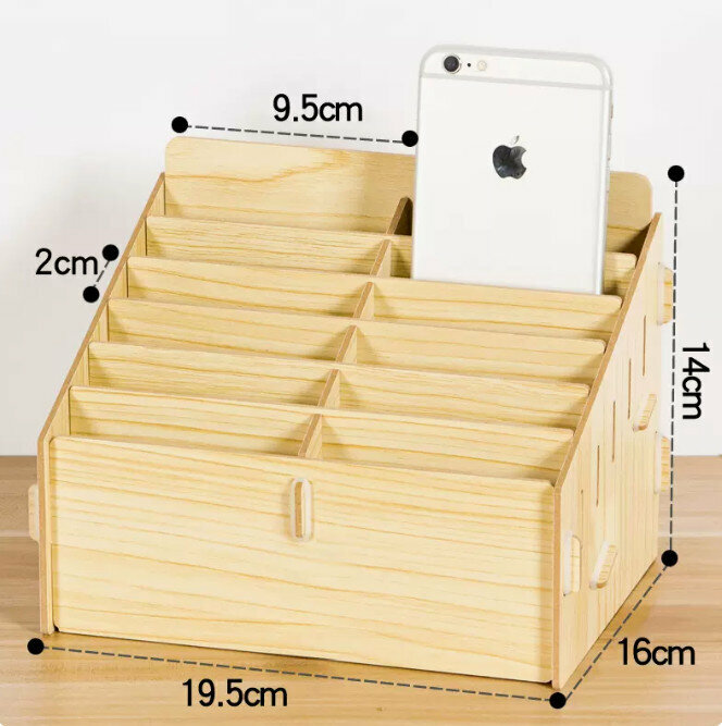 Popular desktop storage box (12 compartments oak color)