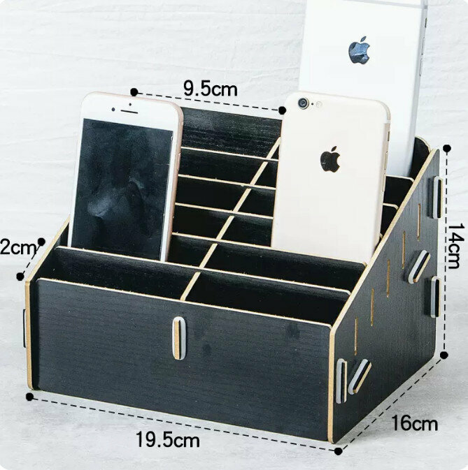 Popular desktop storage box (12 compartments black oak)