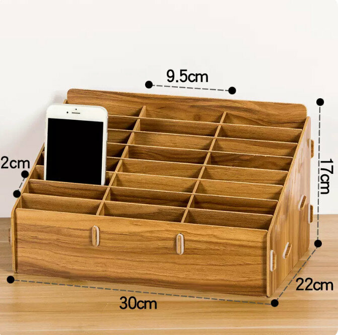 Popular desktop storage box (24 compartments walnut color)