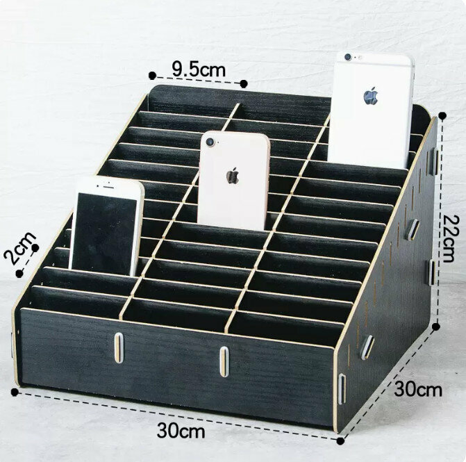Popular desktop storage box (36 cells black oak)