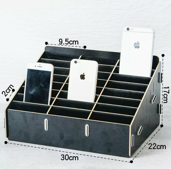 Popular desktop storage box (24 compartments black oak)