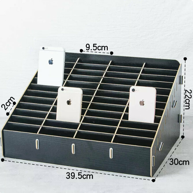 Popular desktop storage box (48 cells black oak)