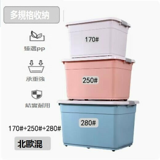 爆款加厚收納箱塑料（三件套【北歐灰170#+北歐粉250#+北歐藍280#】）