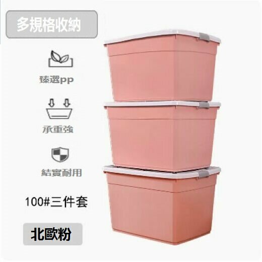 爆款加厚收納箱塑料（北歐粉三件套【100#*3】）