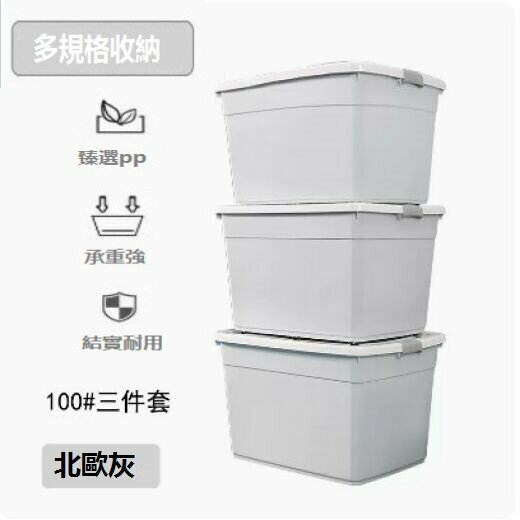 爆款加厚收納箱塑料（北歐白三件套【100#*3】（帶4滑輪））