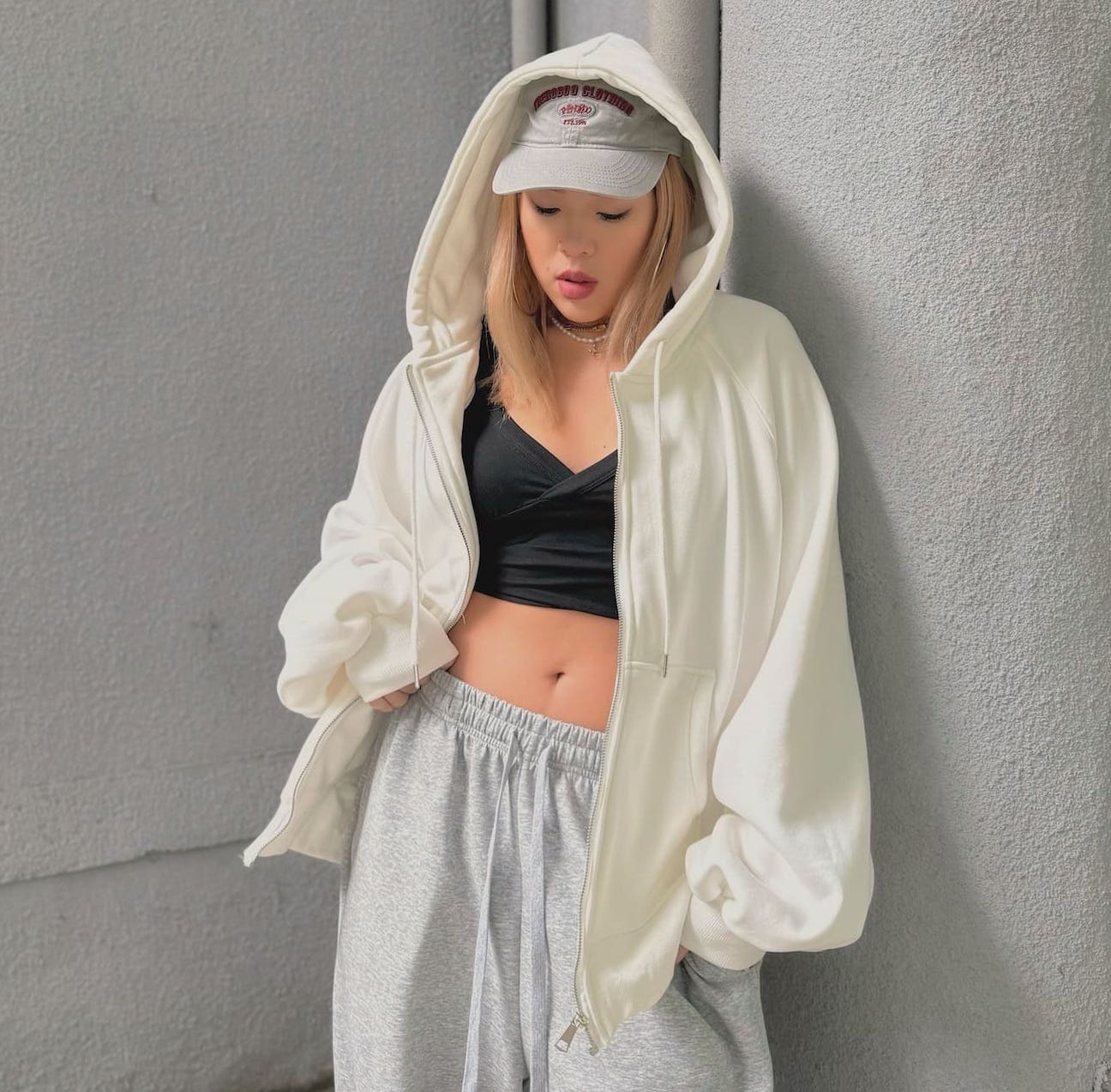 超舒服🧁奶油白OVERSIZE連帽外套