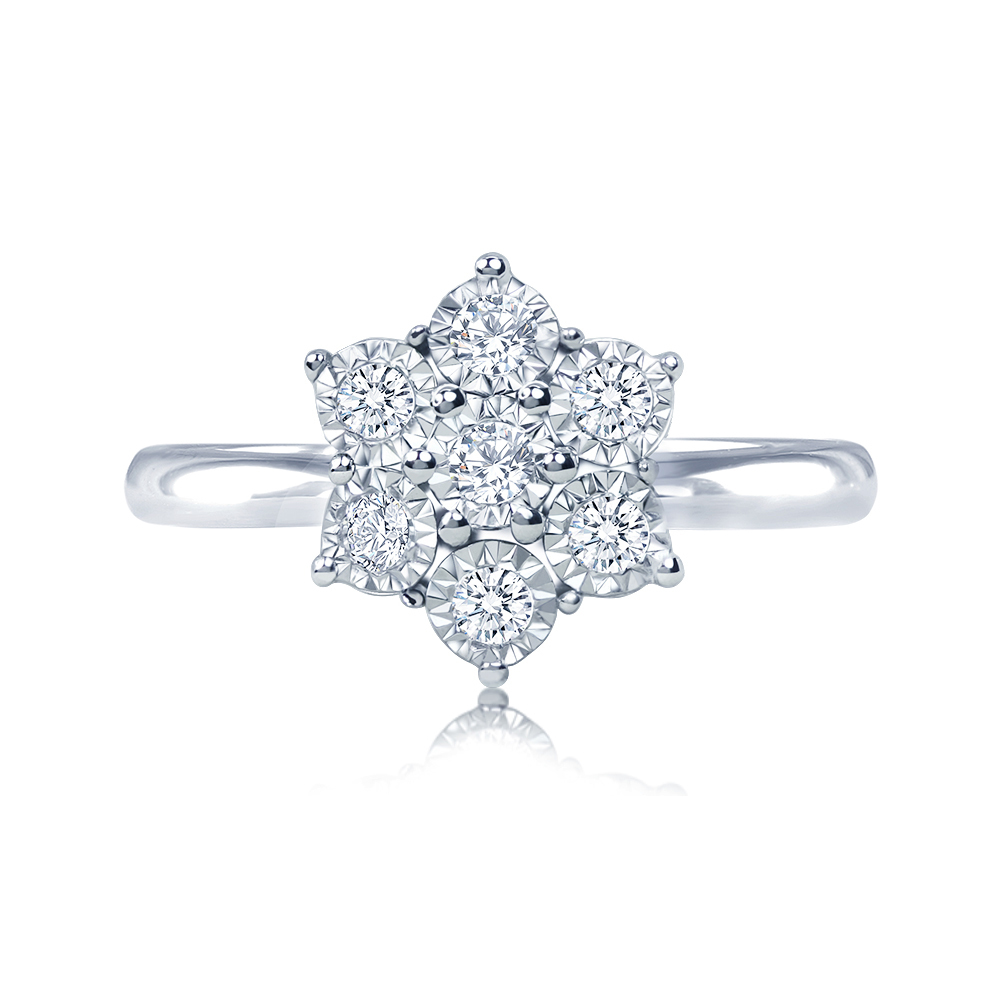 18K金 天然鑽石戒指 愛的花束