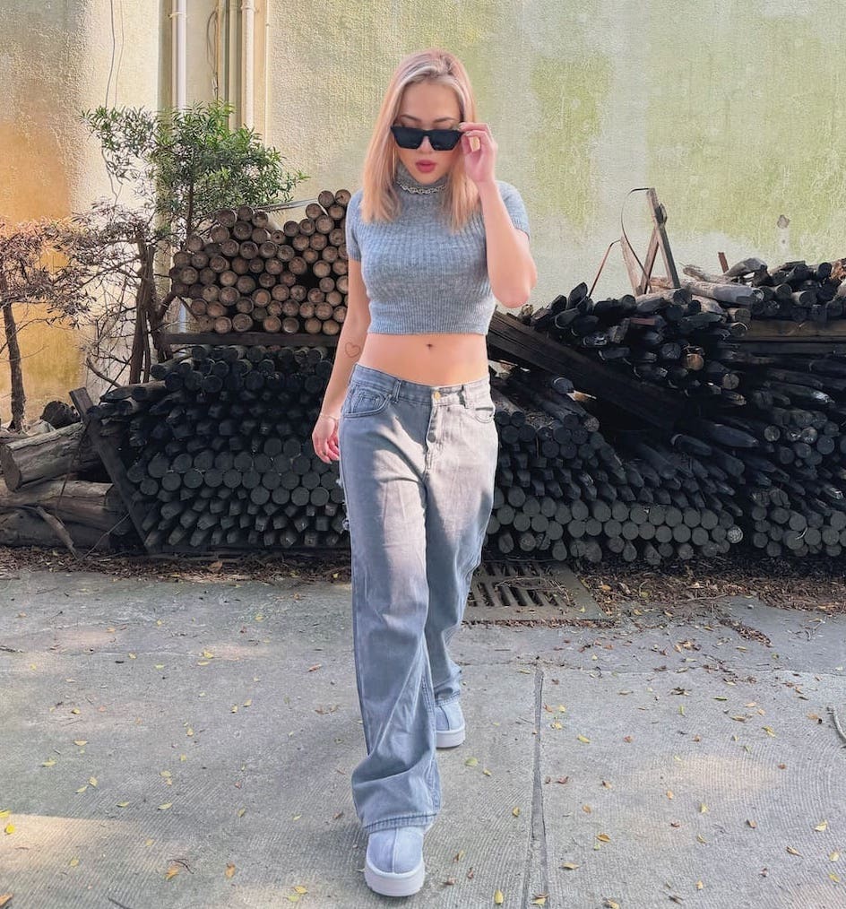 美式灰後刷破牛仔褲