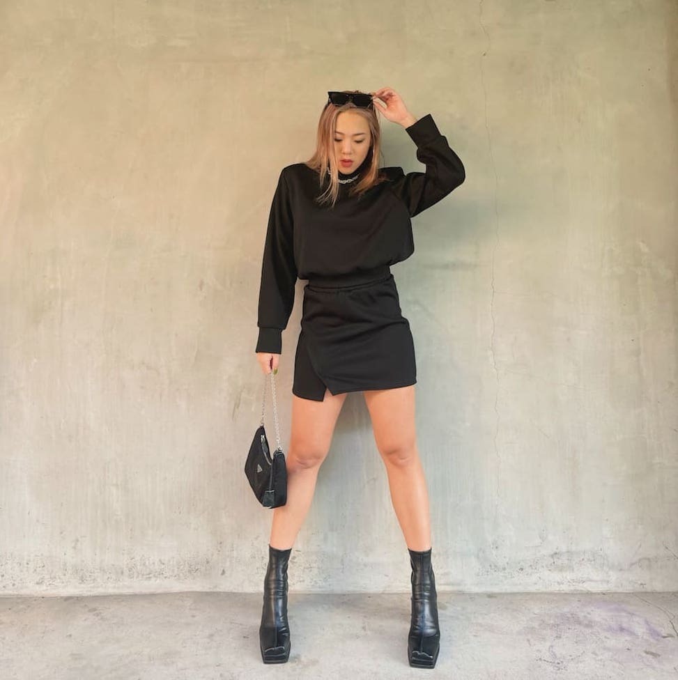 美式黑棉質套裝