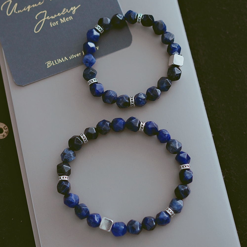 藍紋石曠野純銀手鍊/SB074| 男生水晶手鏈  個性時尚 男士禮物 小孩水晶手鍊 父子鍊 喉輪 男生串珠 男生聖誕禮物