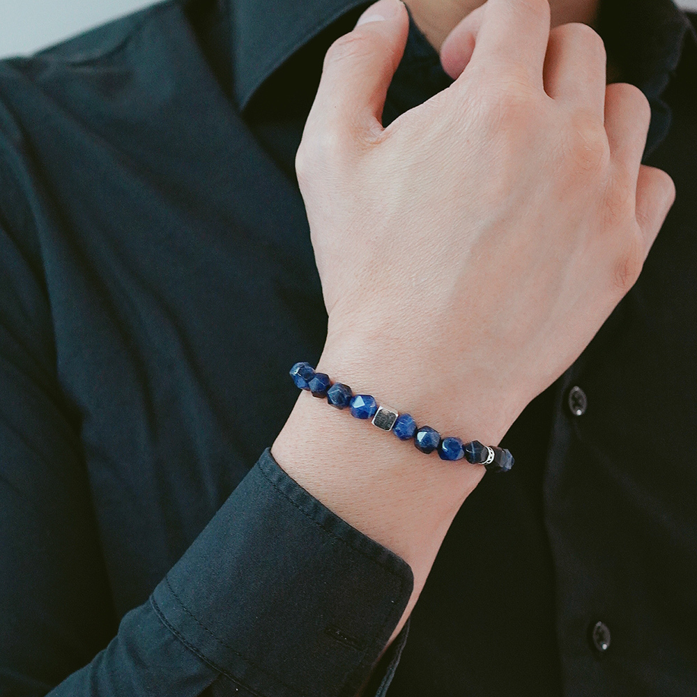 藍紋石曠野純銀手鍊/SB074| 男生水晶手鏈  個性時尚 男士禮物 小孩水晶手鍊 父子鍊 喉輪 男生串珠 男生聖誕禮物