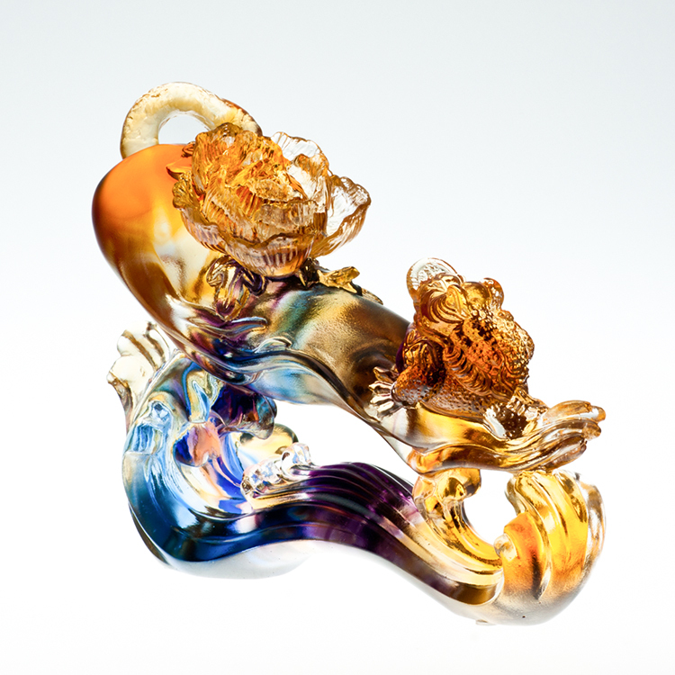 鹿港窯禮品館│琉璃-擺飾 財富人生+水晶座