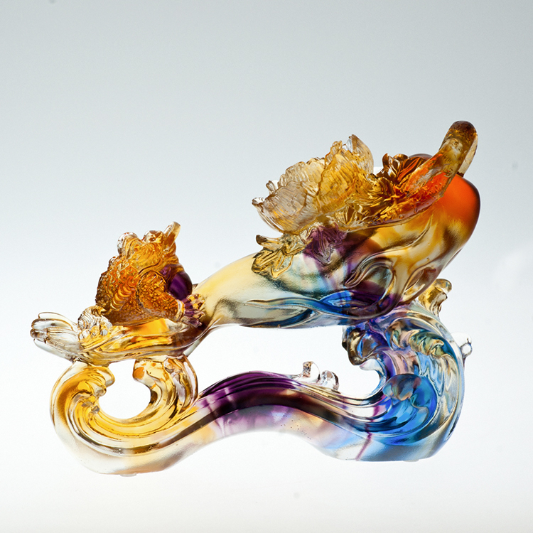 鹿港窯禮品館│琉璃-擺飾 財富人生+水晶座