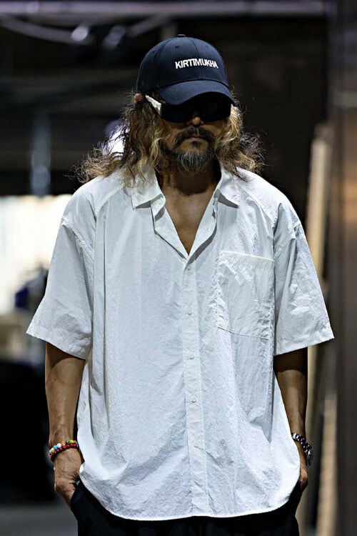 尼龍短袖寬版襯衫