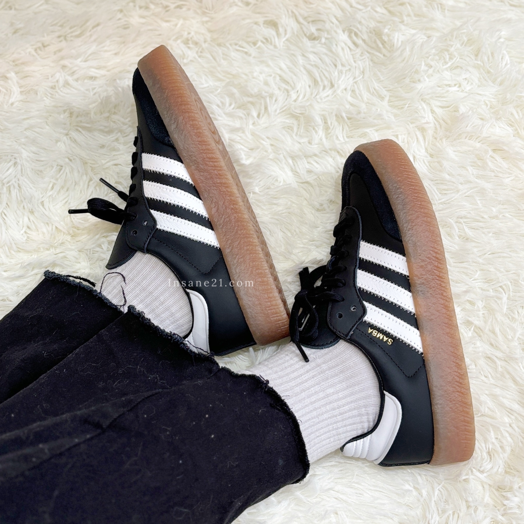 ADIDAS SAMBAE W 黑皮革 厚底增高 百搭復古 休閒 德訓鞋 女鞋 JI1350