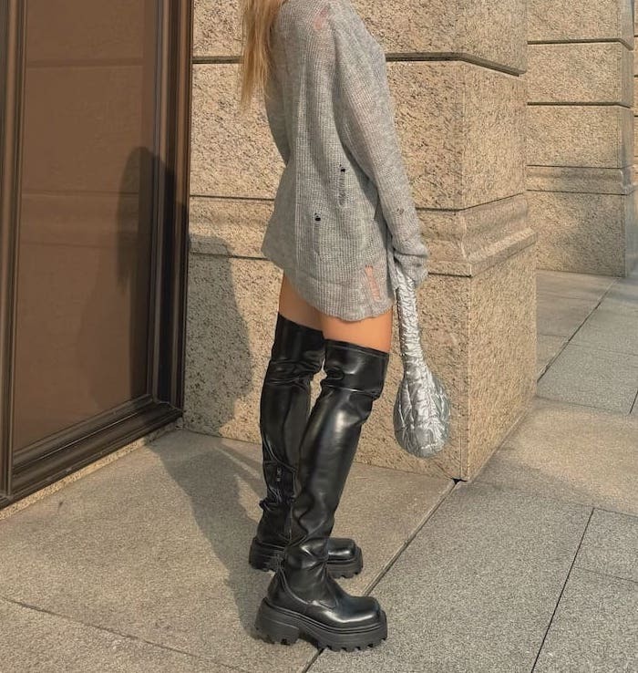 過膝皮質彈力長靴