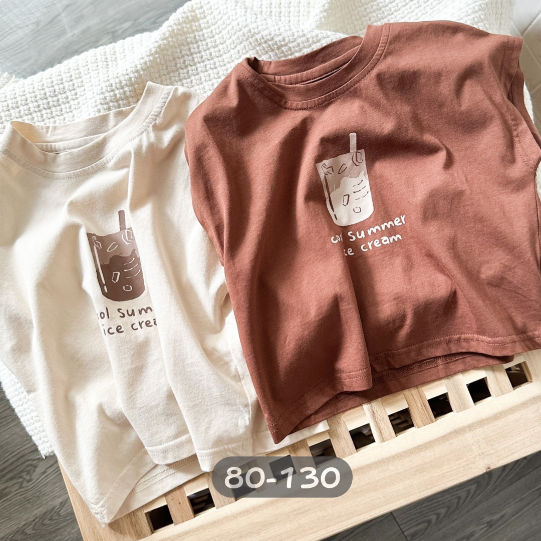 冰淇淋紅茶寬肩上衣