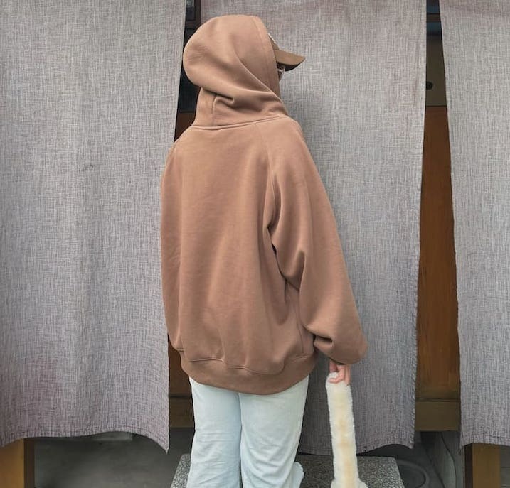 卡其OVERSIZE連帽外套