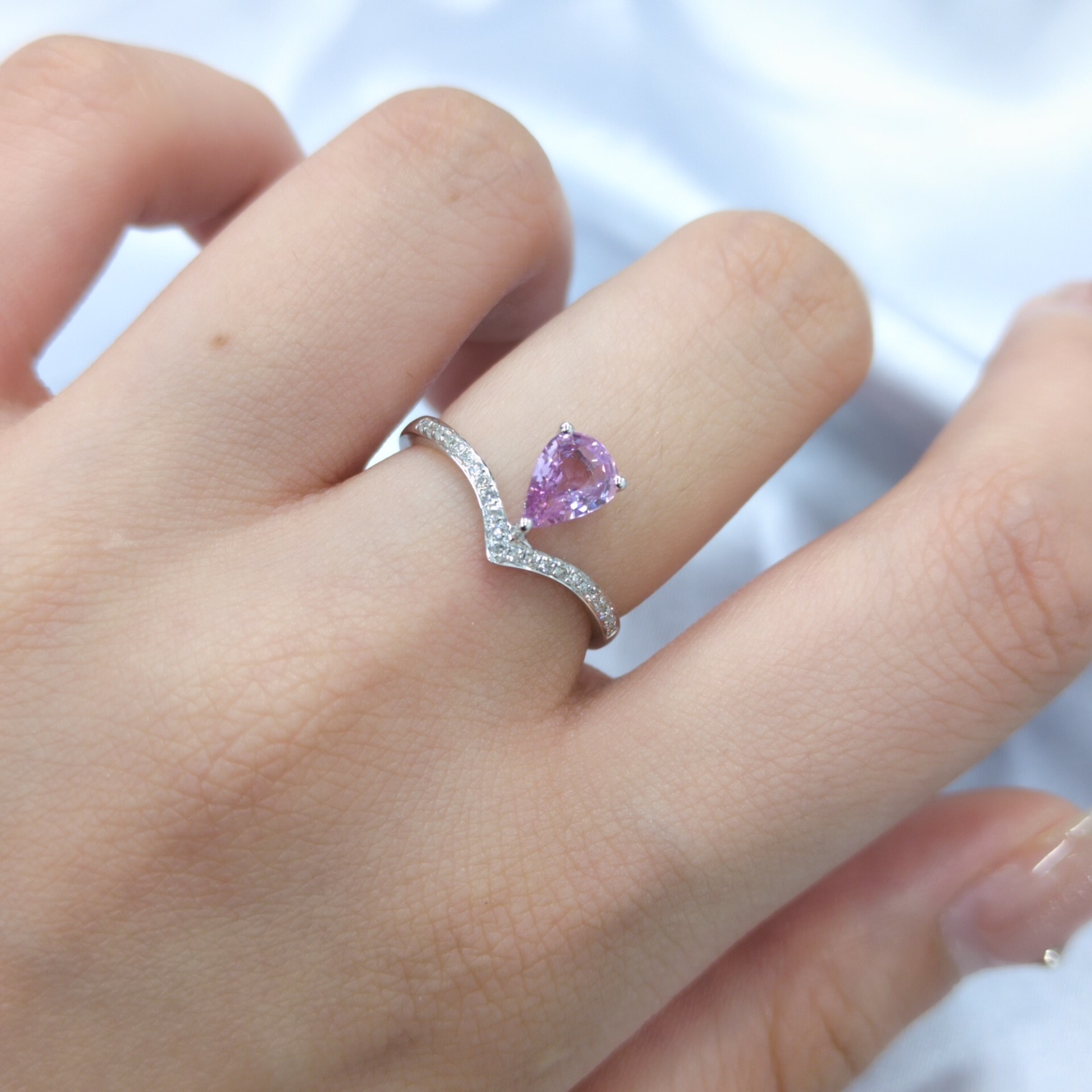 18K White Gold 0.60ct Sapphire and Diamond Ring