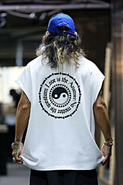 太極印花寬版背心