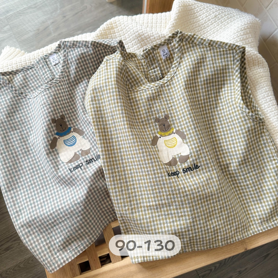 【限量】小熊格子寬肩背心