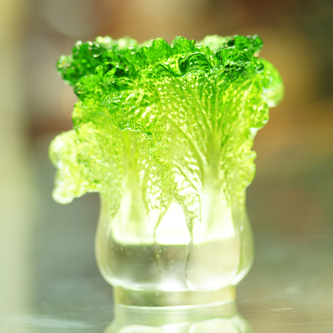 琉璃玉白菜筆筒｜象徵富貴納財 開店開業送禮首選 辦公室風水擺飾