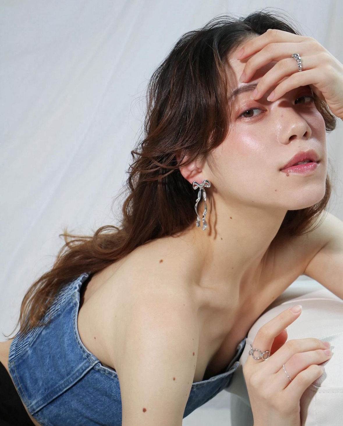 大蝴蝶結珍珠耳環