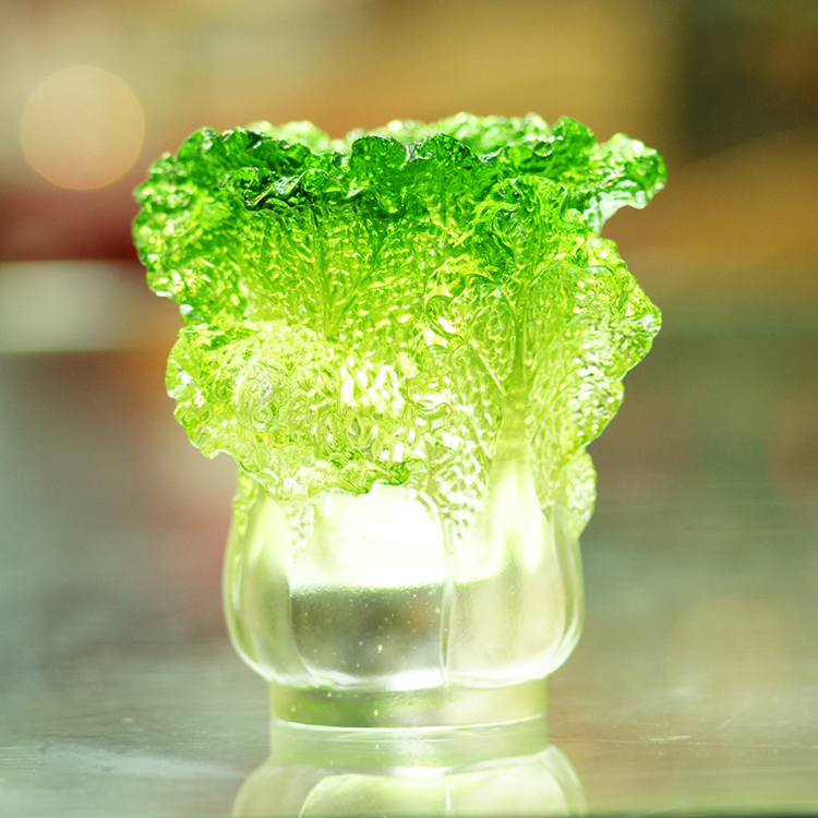 鹿港窯禮品館│琉璃-擺飾 文鎮 筆筒 玉白菜筆筒│開店開業開市禮品 辦公室客廳裝飾