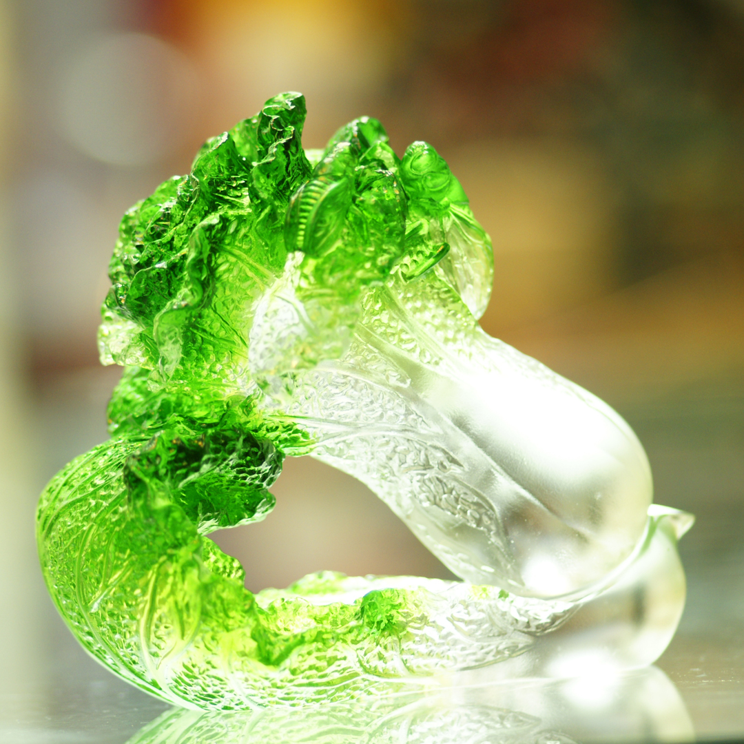 白菜と壺の置物 鹿港窯禮品館｜琉璃玉白菜筆筒開運納財文鎮擺飾首選開業開市賀禮