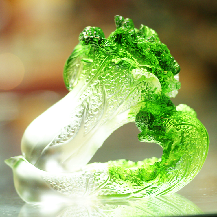 鹿港窯禮品館│琉璃-擺飾 玉白菜│開店開業開市禮品 辦公室客廳裝飾