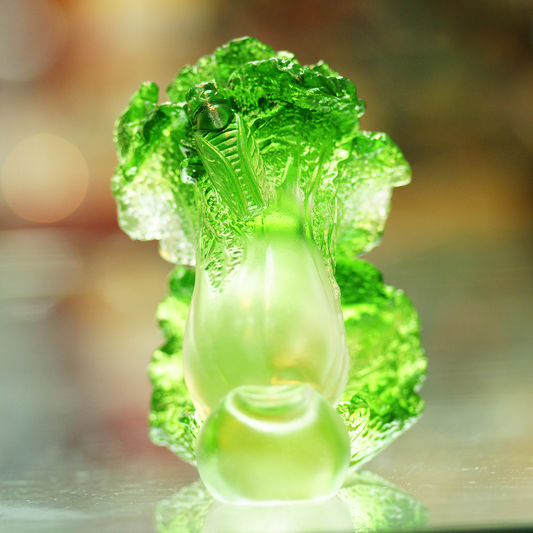 鹿港窯禮品館│琉璃-擺飾 玉白菜│開店開業開市禮品 辦公室客廳裝飾