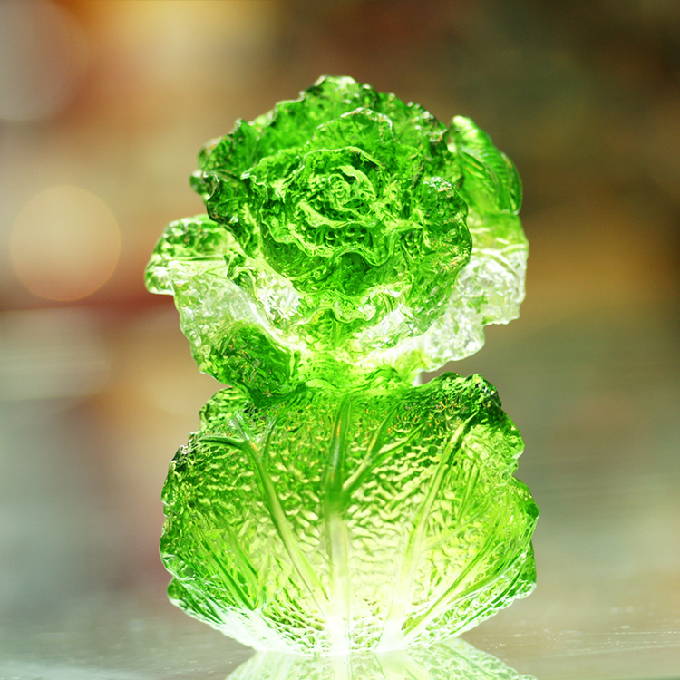 鹿港窯禮品館│琉璃-擺飾 玉白菜│開店開業開市禮品 辦公室客廳裝飾