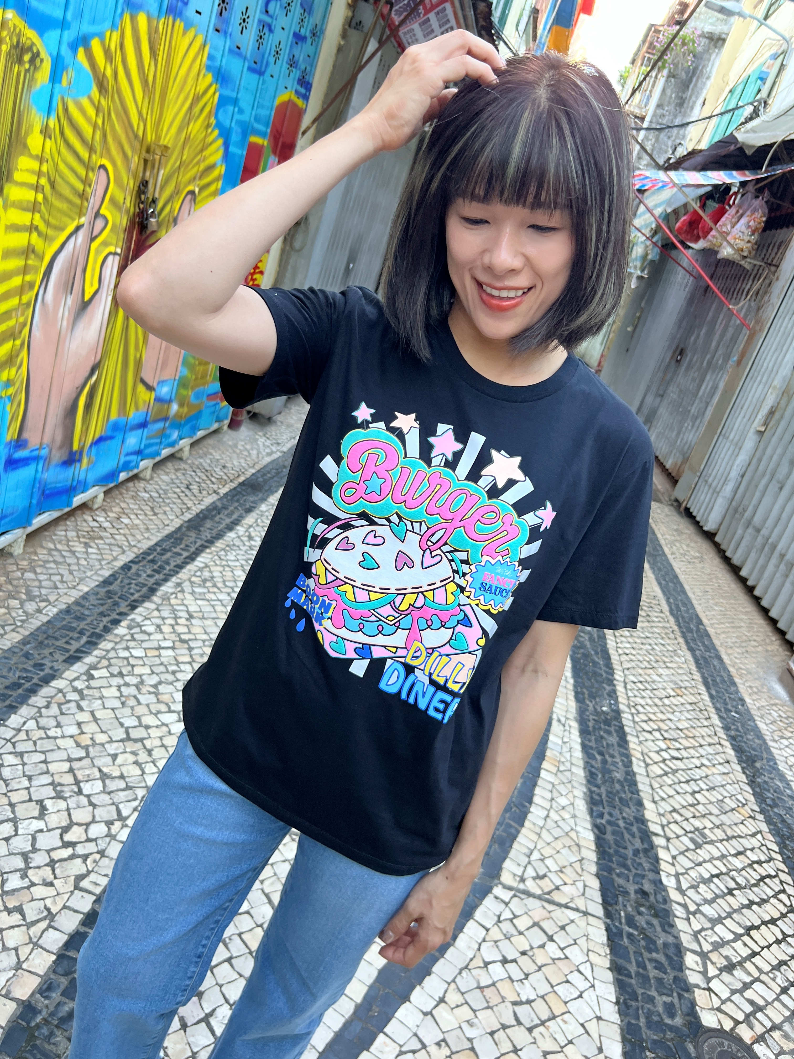泰國超級可愛立體BURGER上衣 (黑)