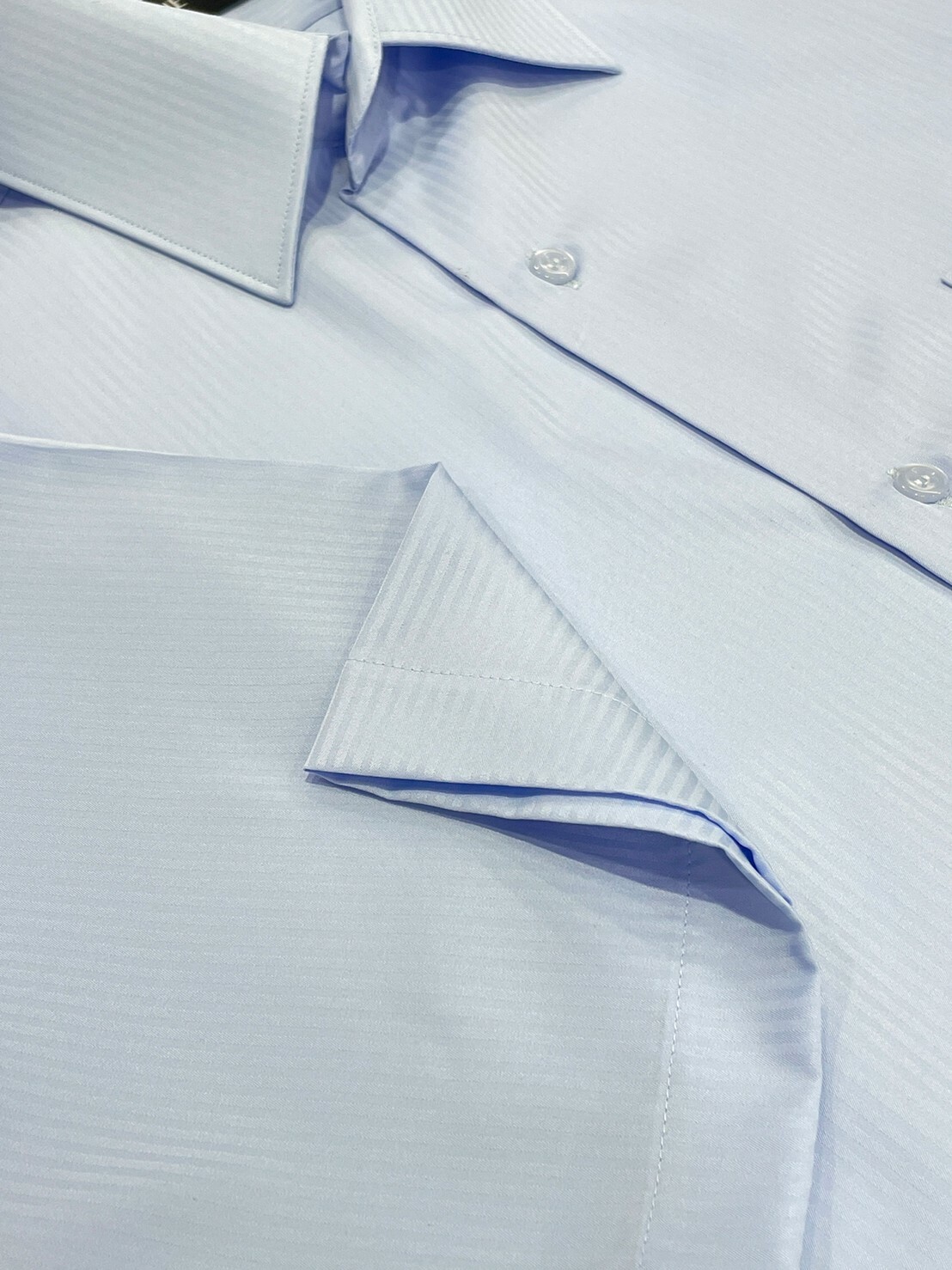 藍色直條紋大尺碼男短袖襯衫04