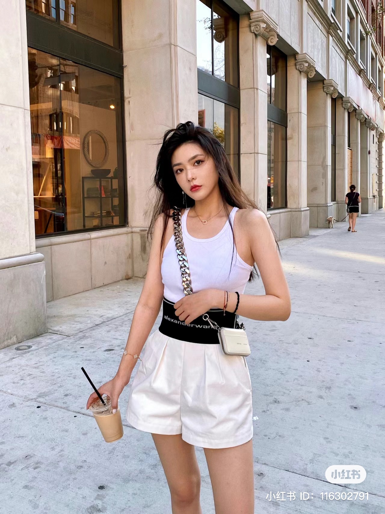 Alexander Wang 白色橡筋腰短褲 -M