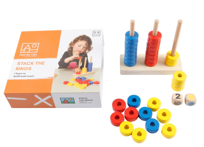 適合3Y+STACK THE RINGS|顏色數字疊圈|練習計數、加法和減法