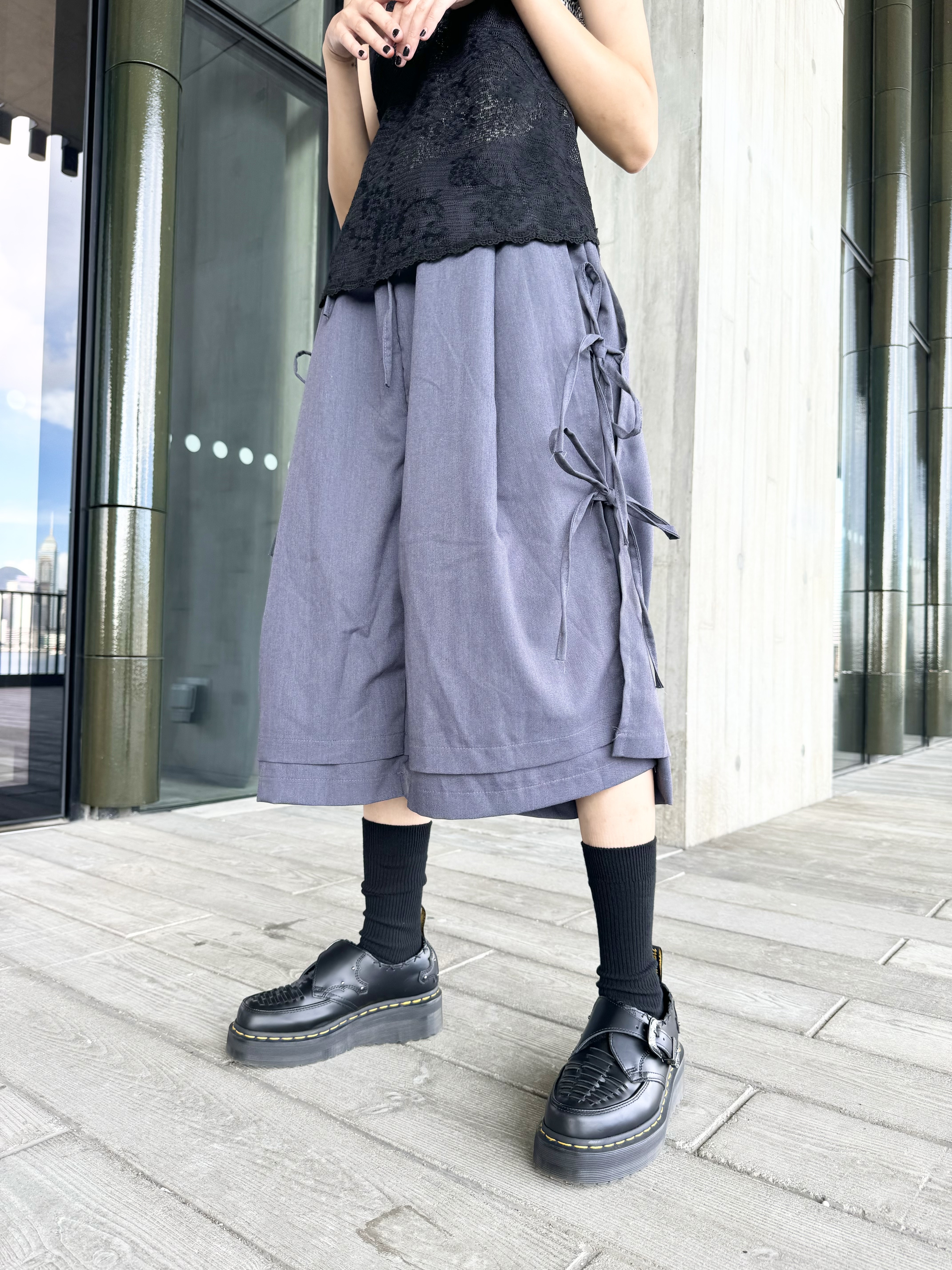 自留 側ribbon寬鬆中褲