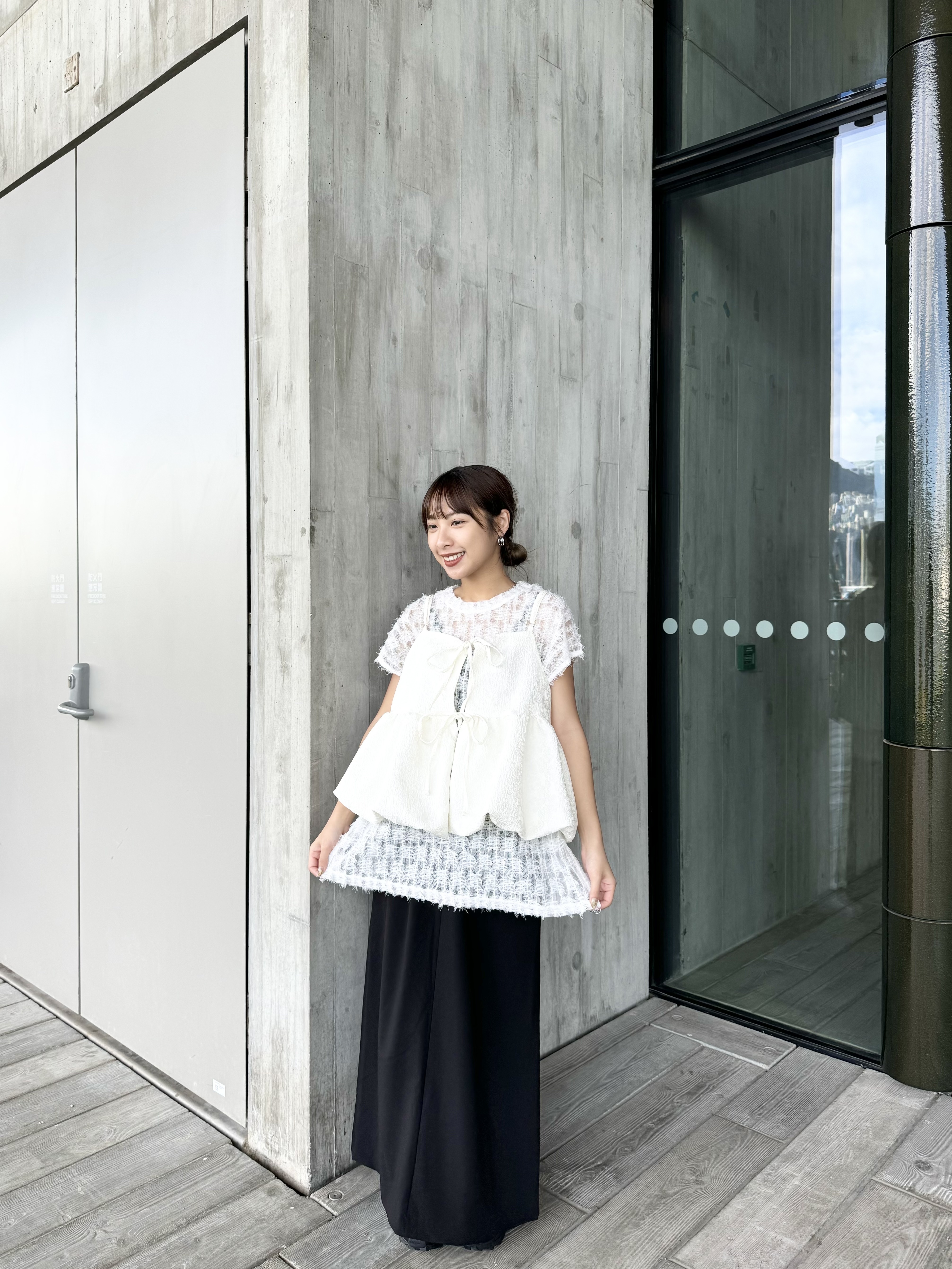 前後著刺繡泡泡外搭