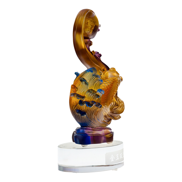 鹿港窯禮品館│居家開運琉璃擺飾-金玉雙至 好運連綿