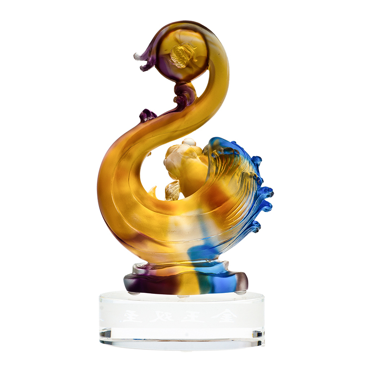 鹿港窯禮品館│居家開運琉璃擺飾-金玉雙至 好運連綿